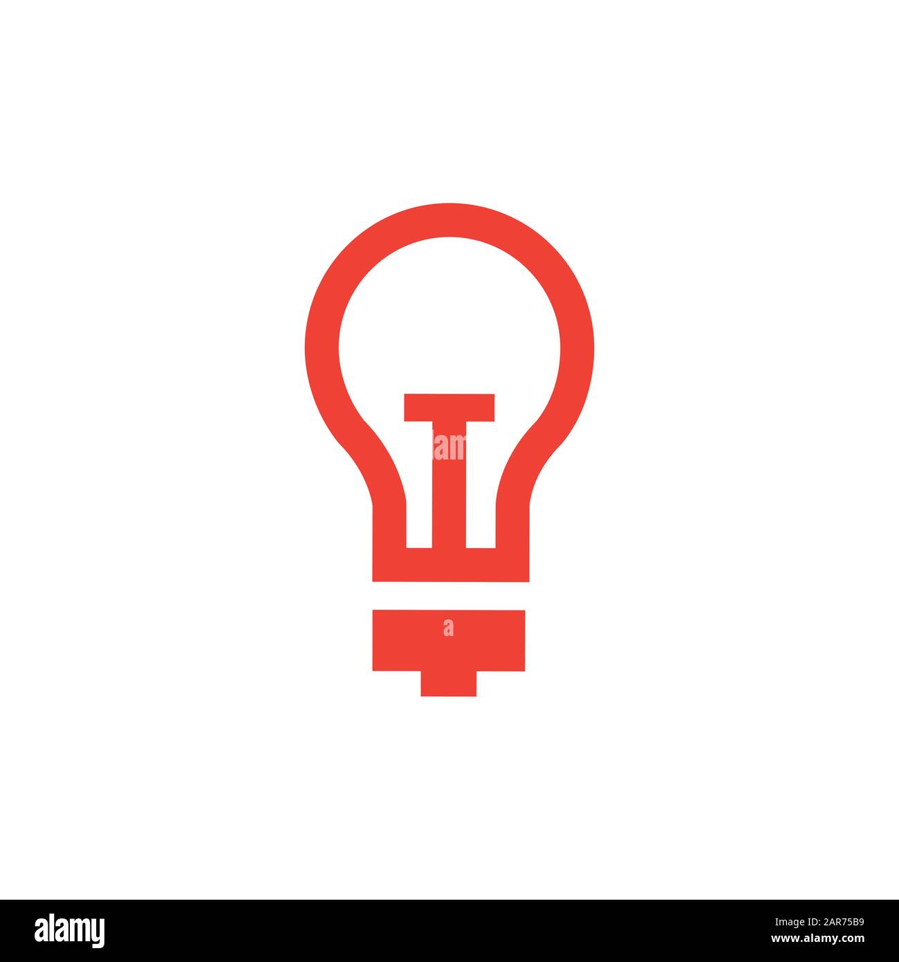 Light Bulb Red Icon On White Background. Red Flat Style Vector Illustration. Stock Photo