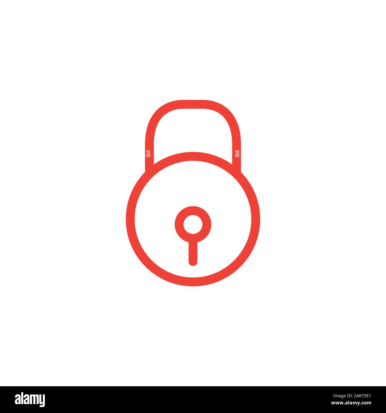 Lock Line Red Icon On White Background. Red Flat Style Vector ...