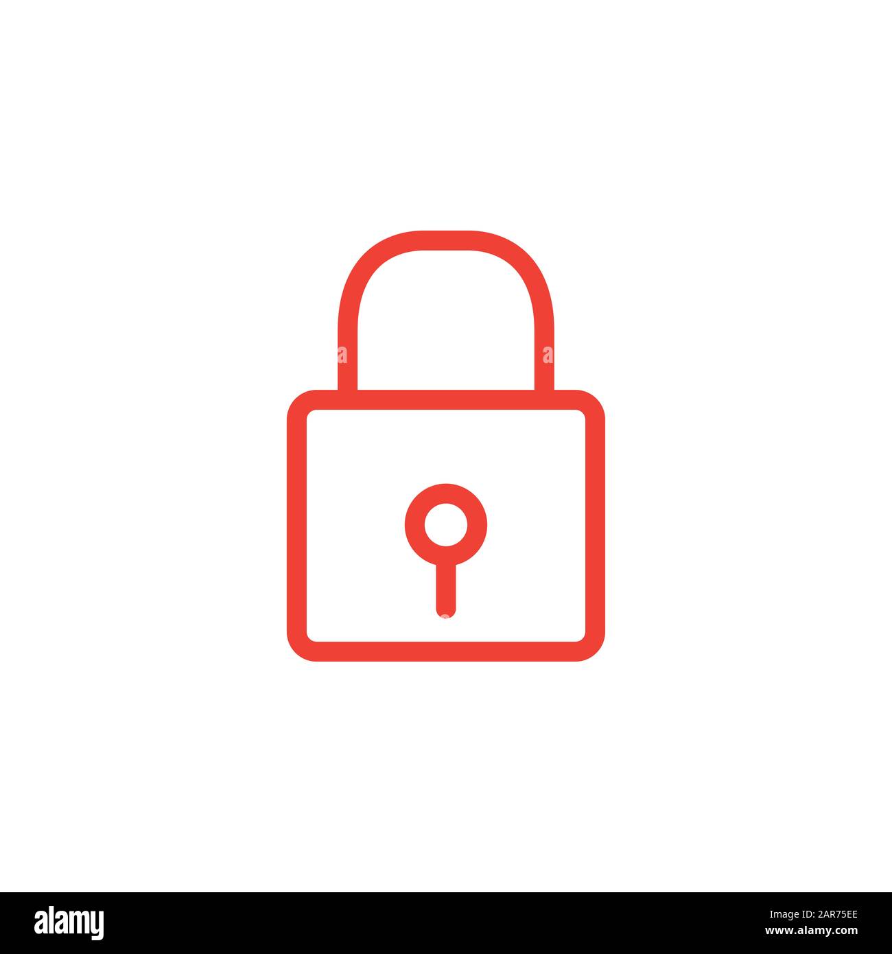 Lock Line Red Icon On White Background. Red Flat Style Vector ...