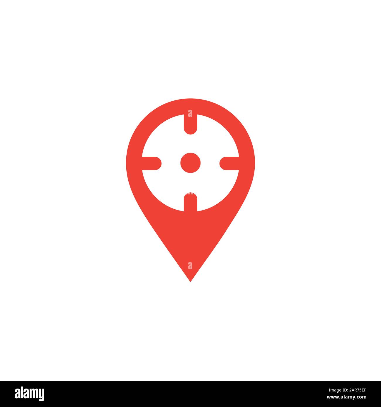 Locator Red Icon On White Background. Red Flat Style Vector ...