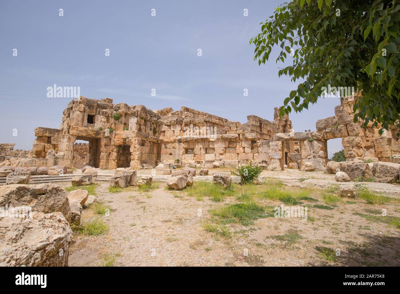 The Hexagonal Court. The ruins of the Roman city of Heliopolis or Baalbek in the Beqaa Valley. Baalbek, Lebanon - June, 2019 Stock Photo