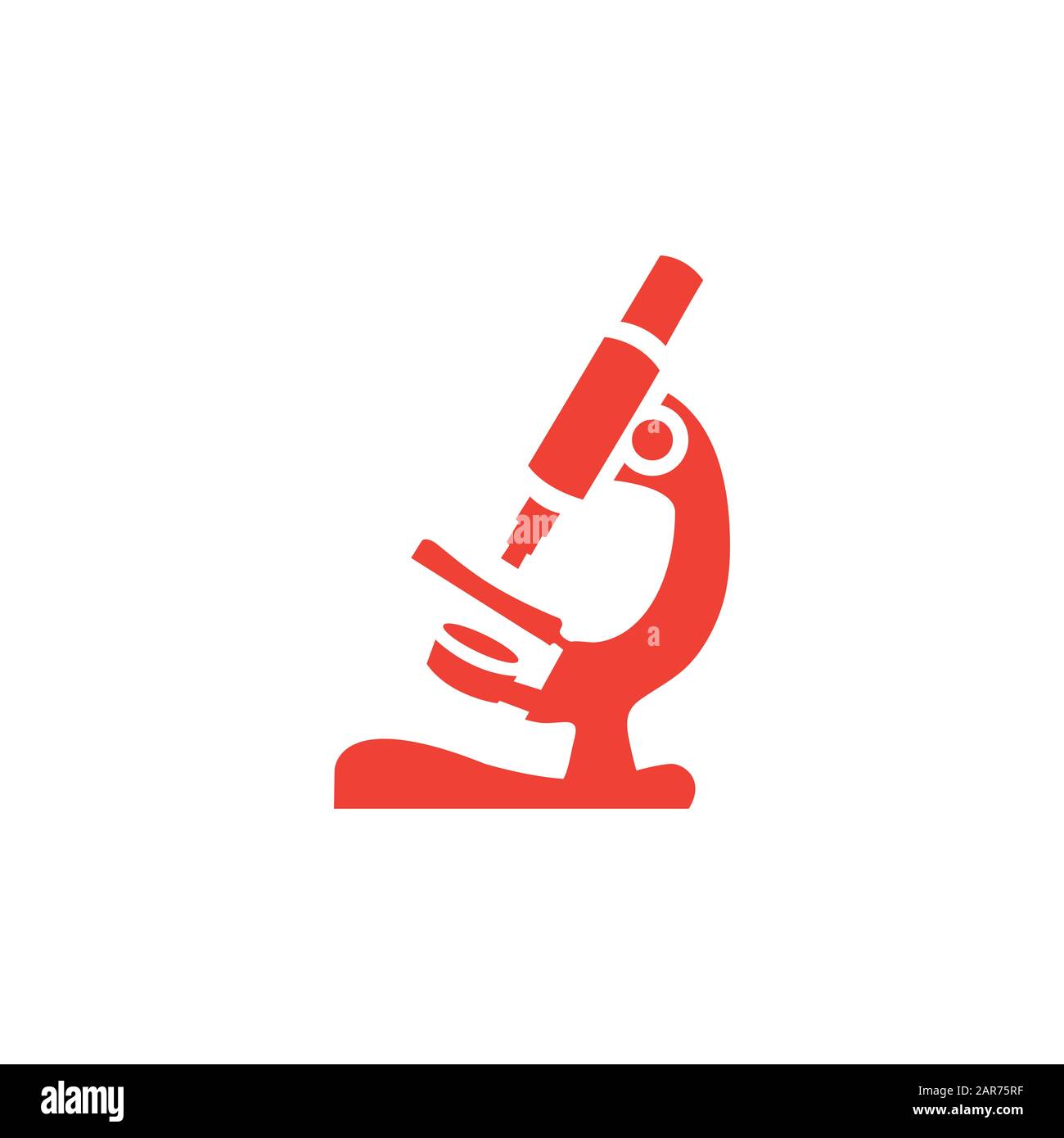 Microscope Red Icon On White Background. Red Flat Style Vector