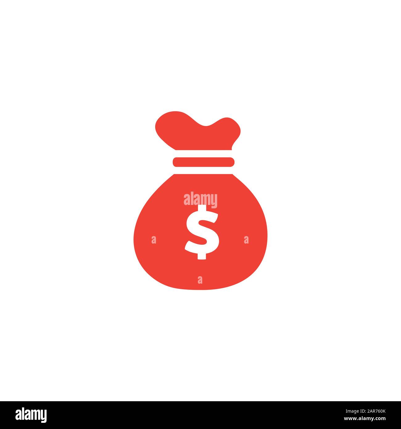 Money Sack Red Icon On White Background. Red Flat Style Vector ...