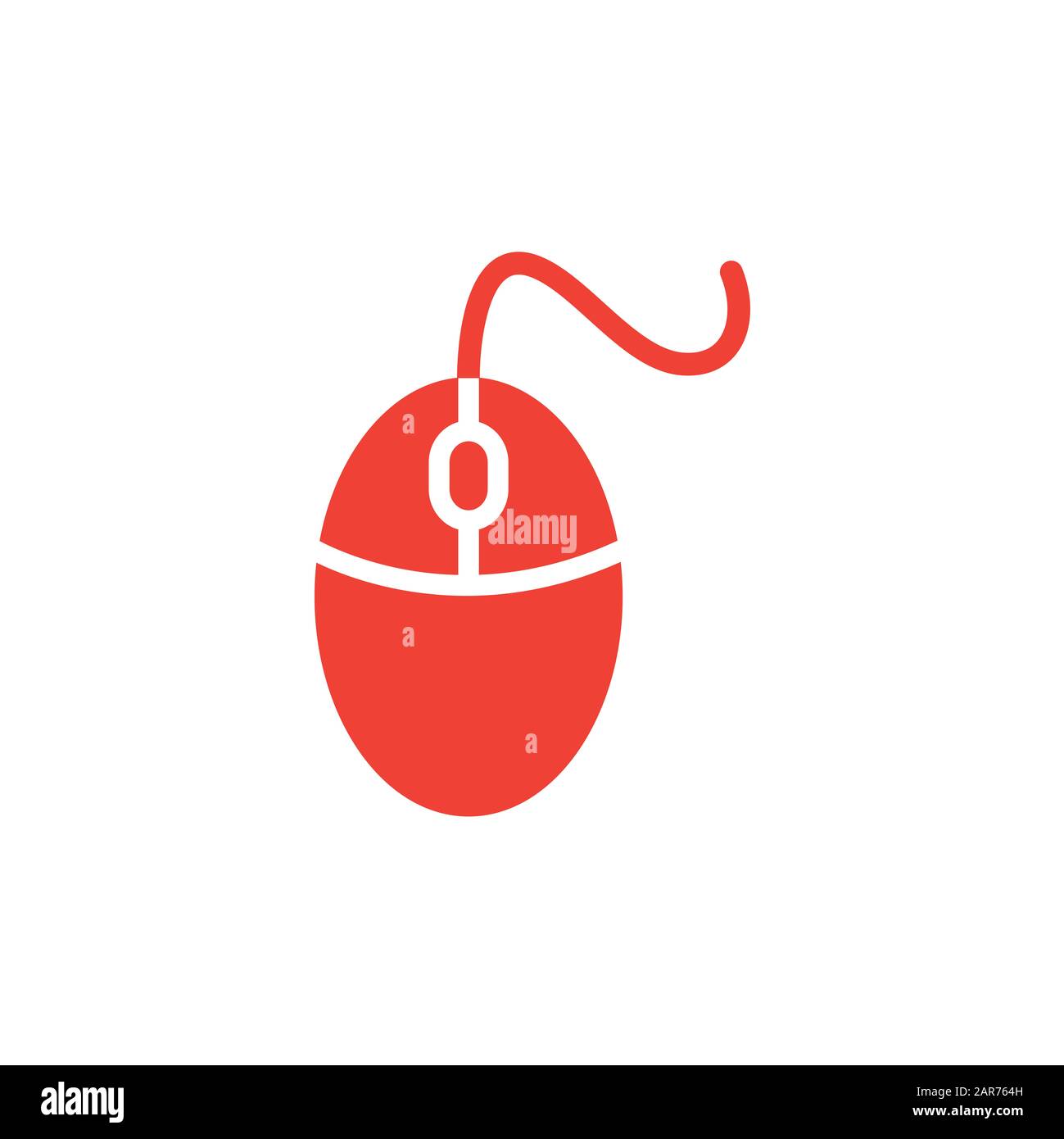 Mouse Red Icon On White Background. Red Flat Style Vector Illustration