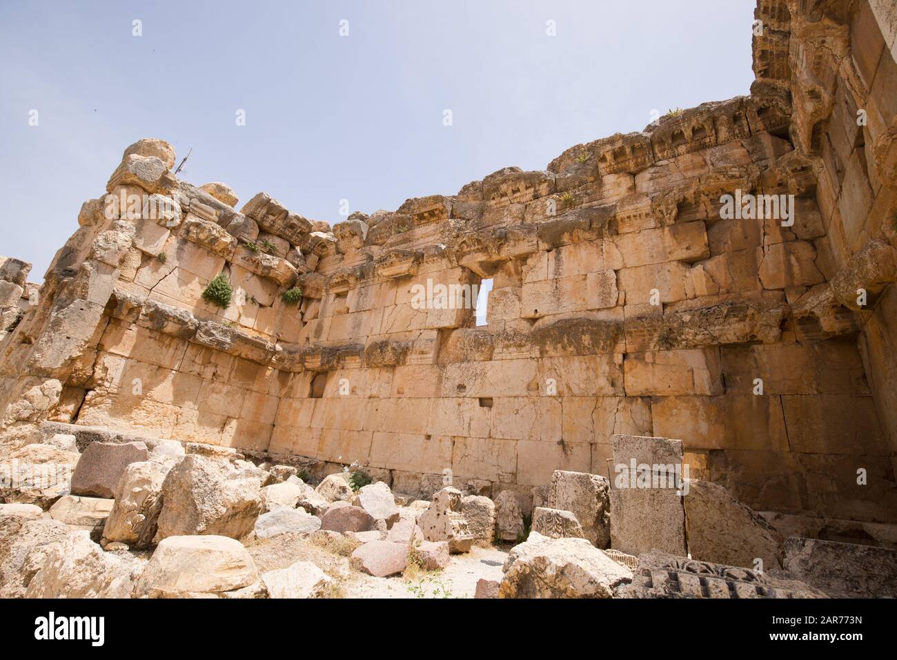 The Great Court. The ruins of the Roman city of Heliopolis or Baalbek in the Beqaa Valley. Baalbek, Lebanon - June, 2019 Stock Photo