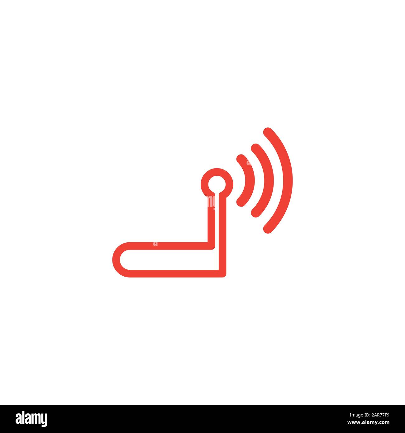 Router Line Red Icon On White Background. Red Flat Style Vector ...