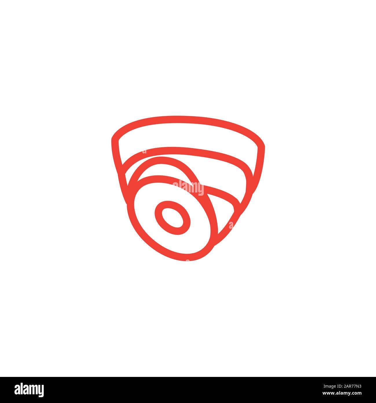 Security Camera Dome Line Red Icon On White Background. Red Flat Style Vector Illustration Stock