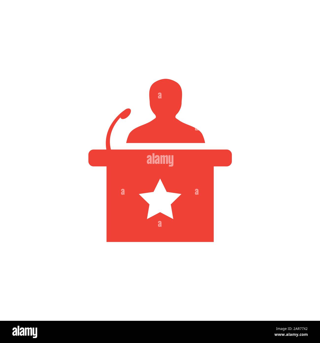 Speaker Red Icon On White Background. Red Flat Style Vector