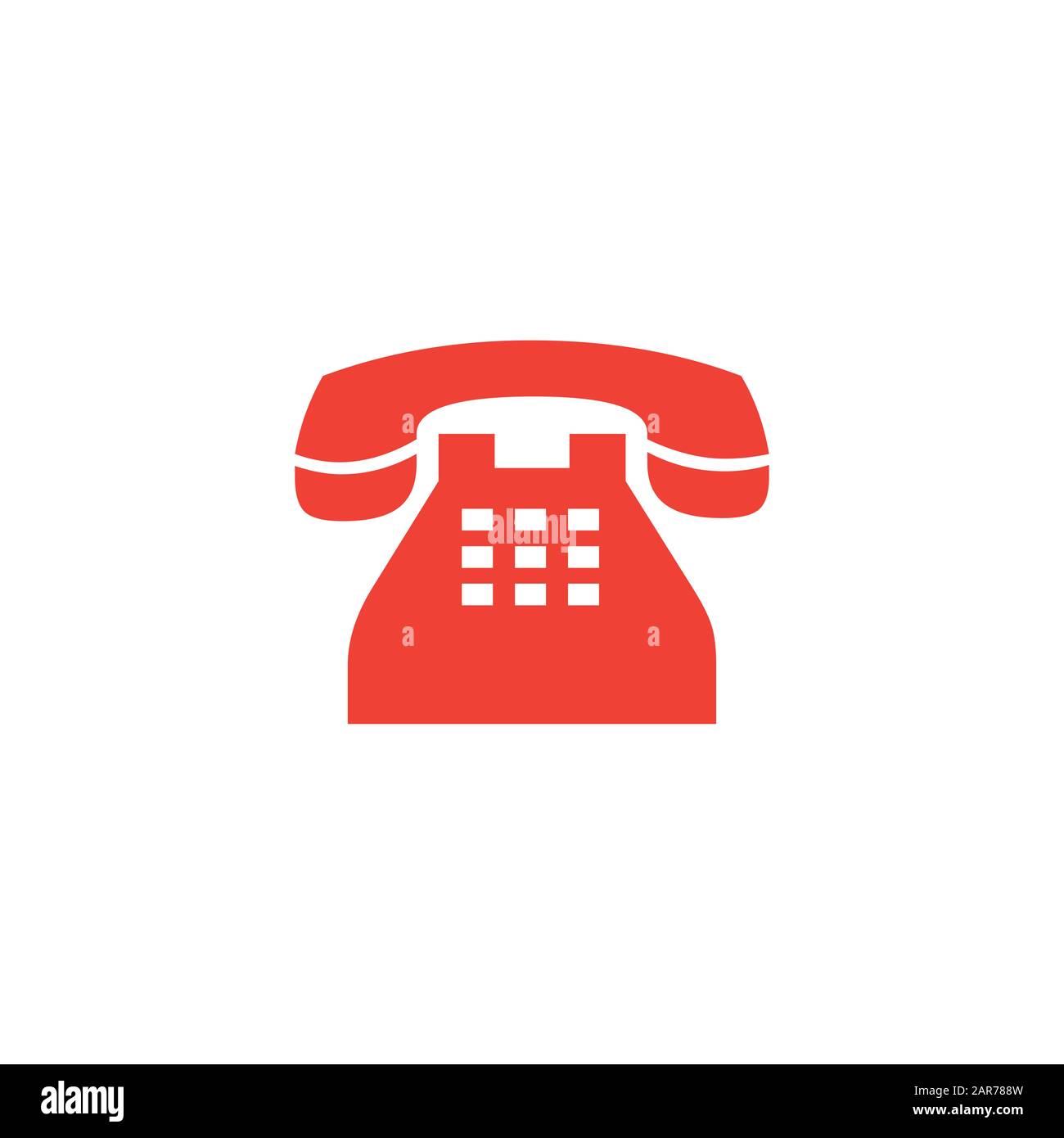 Telephone Red Icon On Red Flat Style Vector Illustration Stock - Alamy