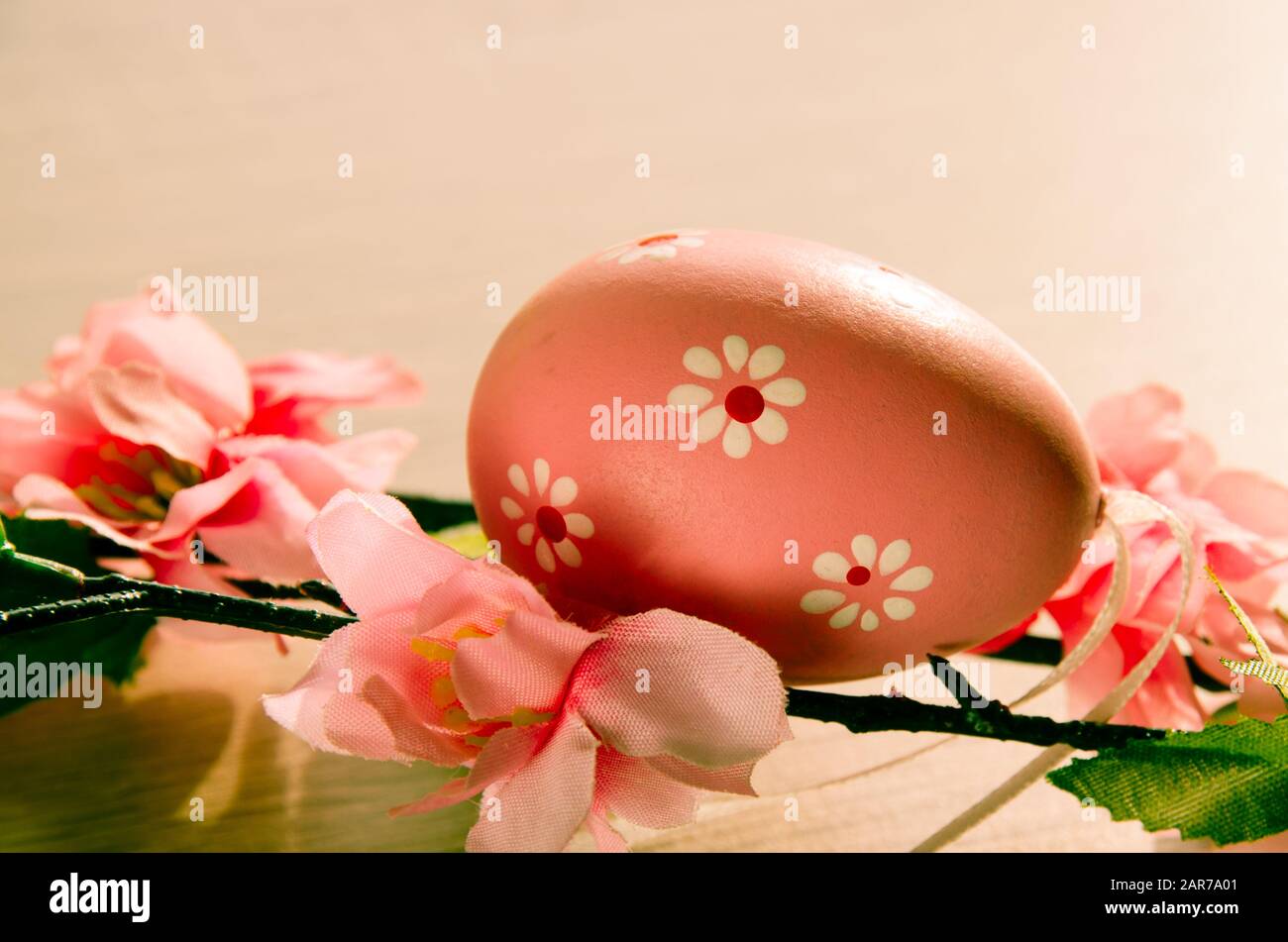 pink easter egg decoration image Stock Photo