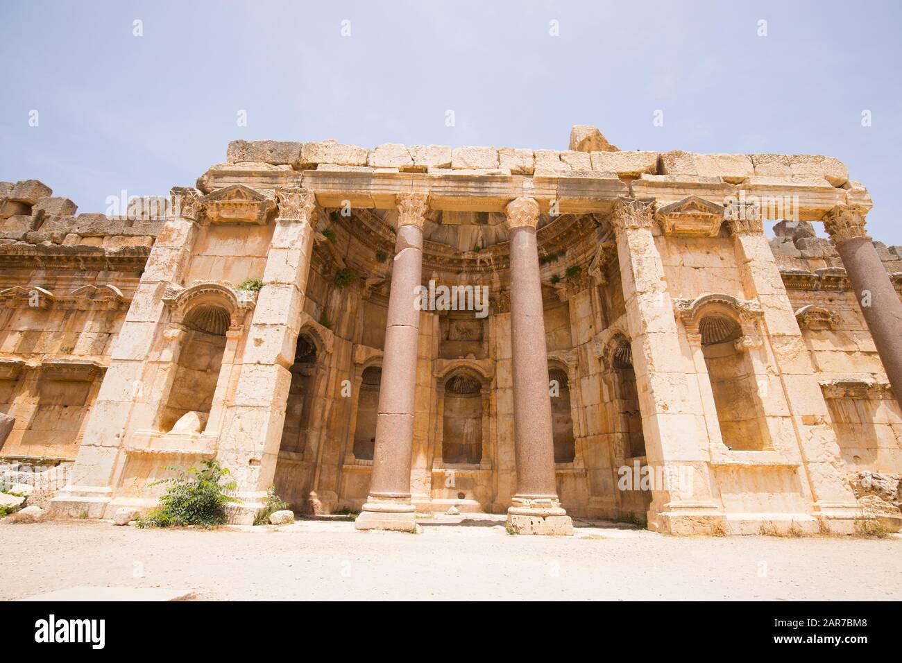 Portico. The Great Court. The ruins of the Roman city of Heliopolis or Baalbek in the Beqaa Valley. Baalbek, Lebanon - June, 2019 Stock Photo