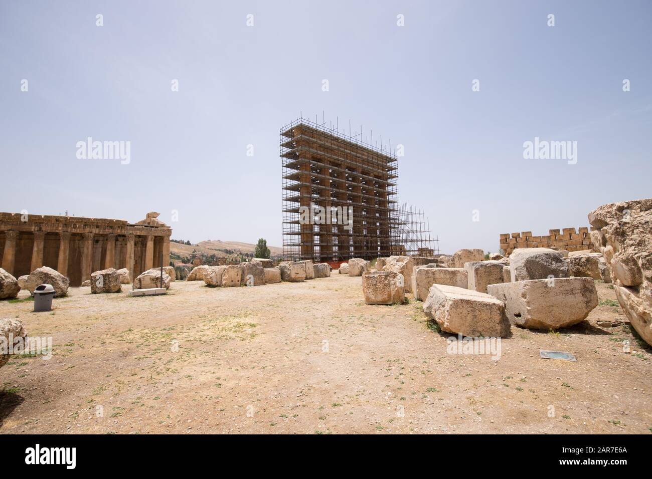 Temple of Jupiter. The ruins of the Roman city of Heliopolis or Baalbek in the Beqaa Valley. Baalbek, Lebanon - June, 2019 Stock Photo