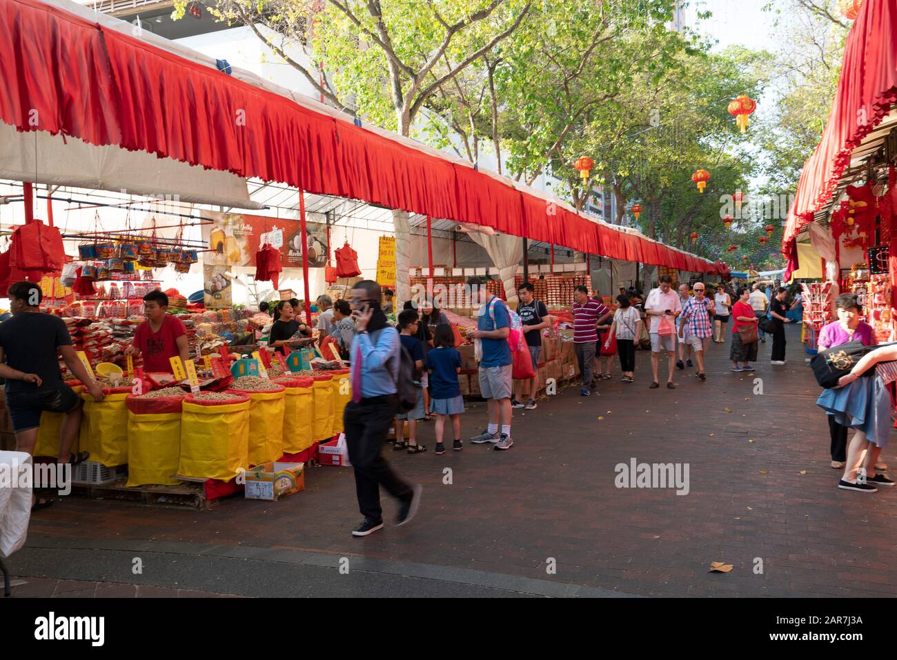 Singapore.  January 2020.  The stalls in the Chinese market in Waterloo street Stock Photo