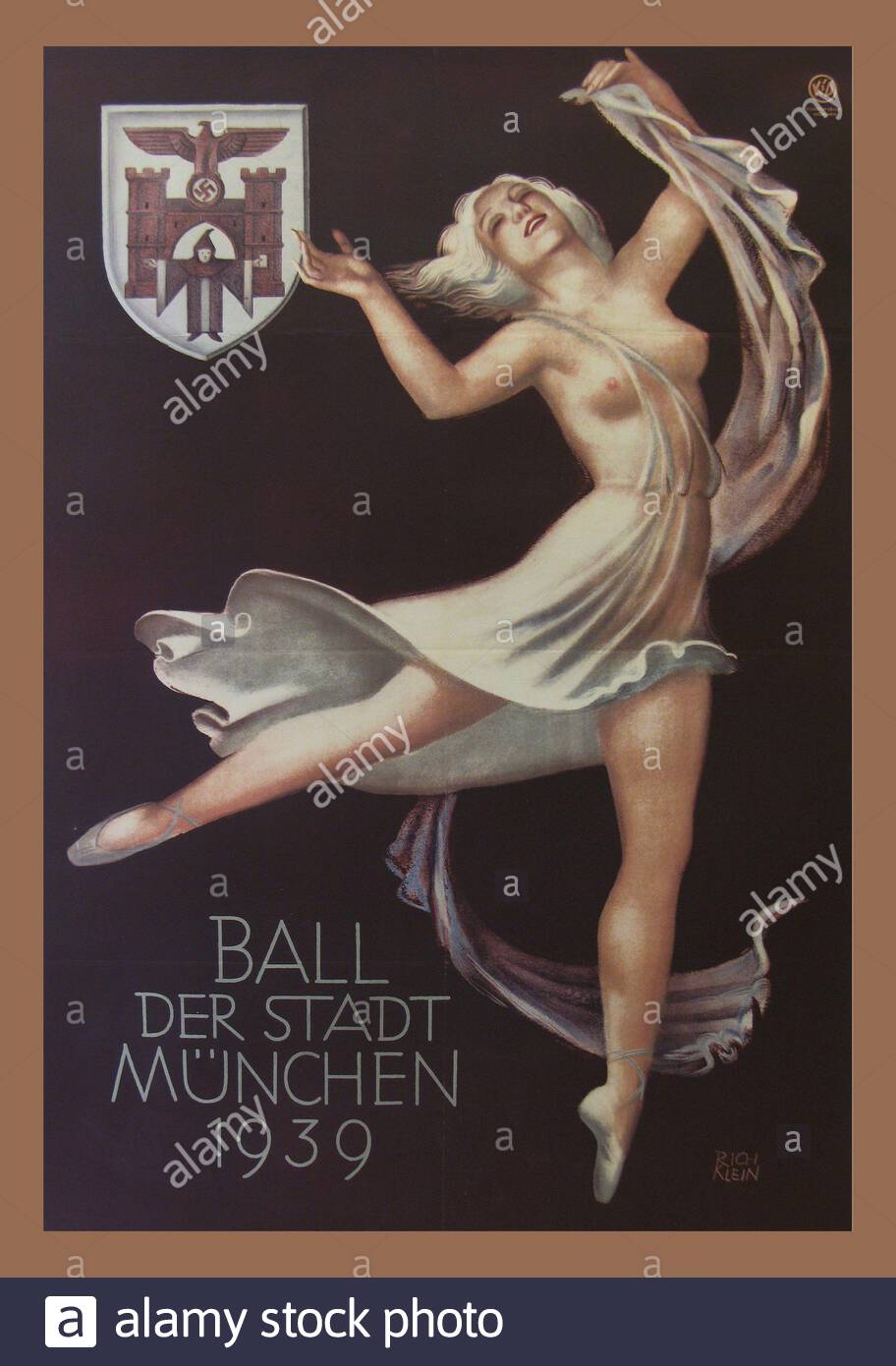 Vintage Ball Of The City Of Munich Poster- Dancing half-naked ballerina  Stock Photo - Alamy
