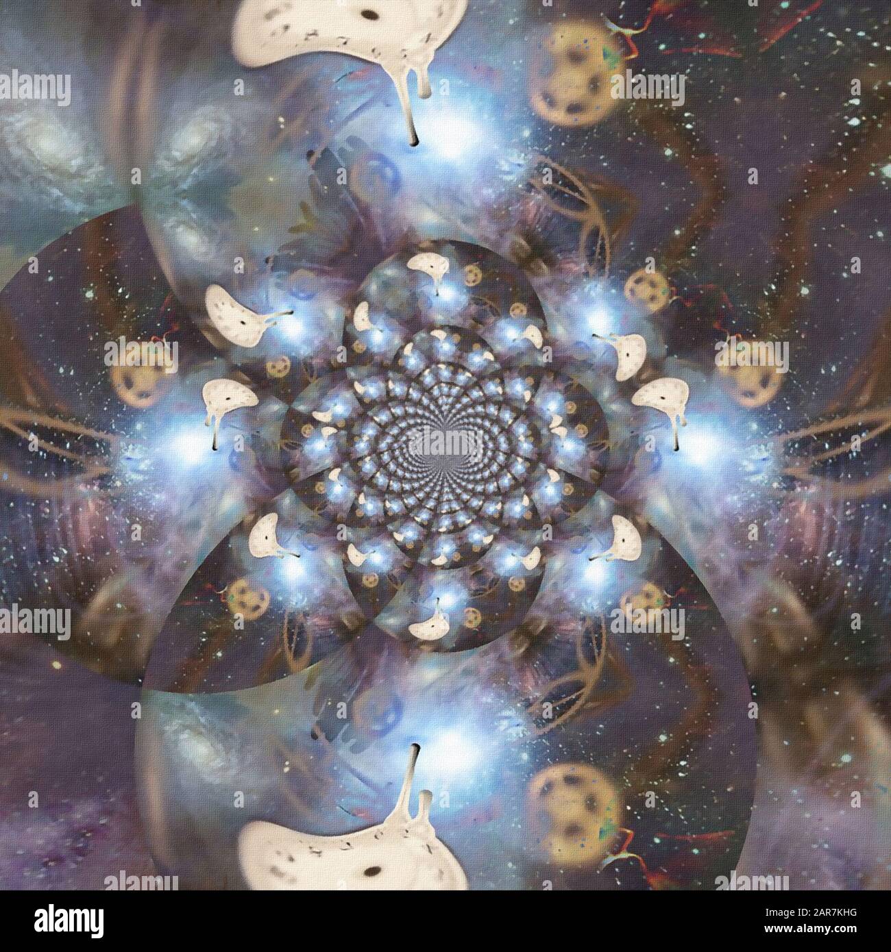 Endless time. Melted clocks in space fractal Stock Photo Alamy