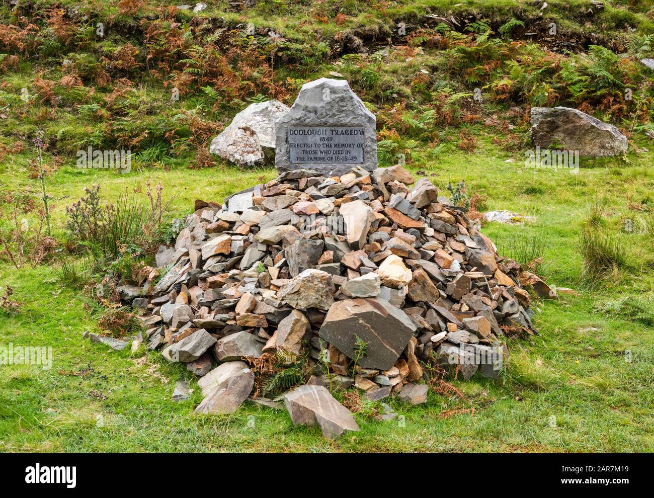 Memorial to those who died of starvation in the mid-19th century Irish Potato Famine which decimated the population of Ireland by death and emigration Stock Photo