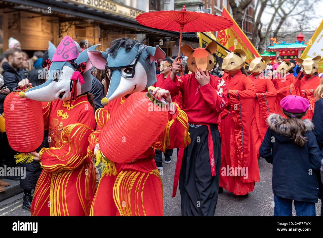 Annual Chinese New Year Parade in London, bringing in the year of the Rat. Stock Photo