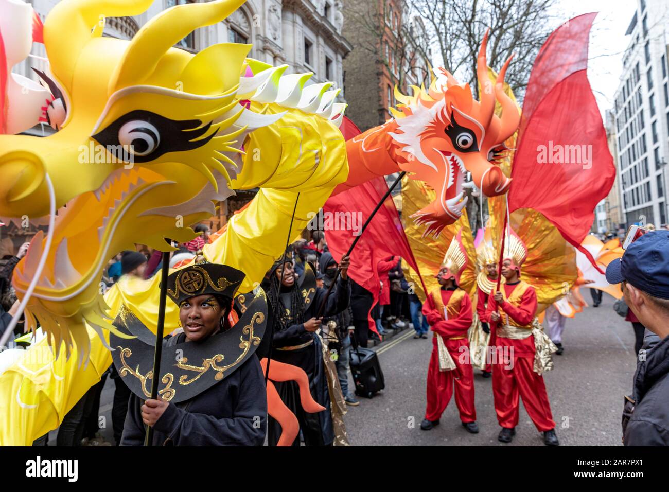 Annual Chinese New Year Parade in London, bringing in the year of the Rat. Stock Photo