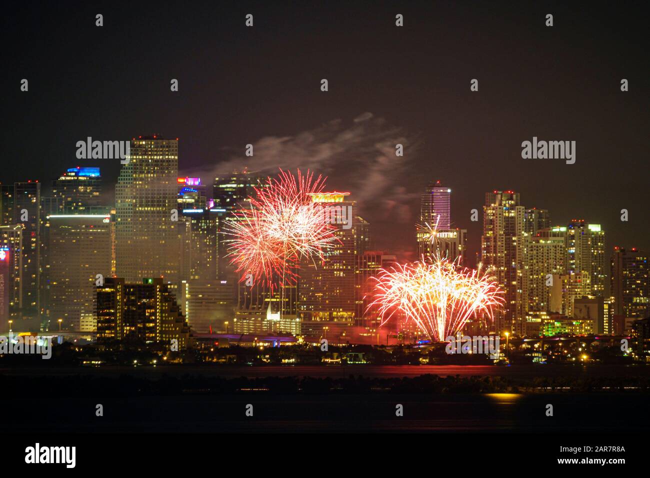 Miami Beach Florida,New Year's Eve,fireworks burst explosion display