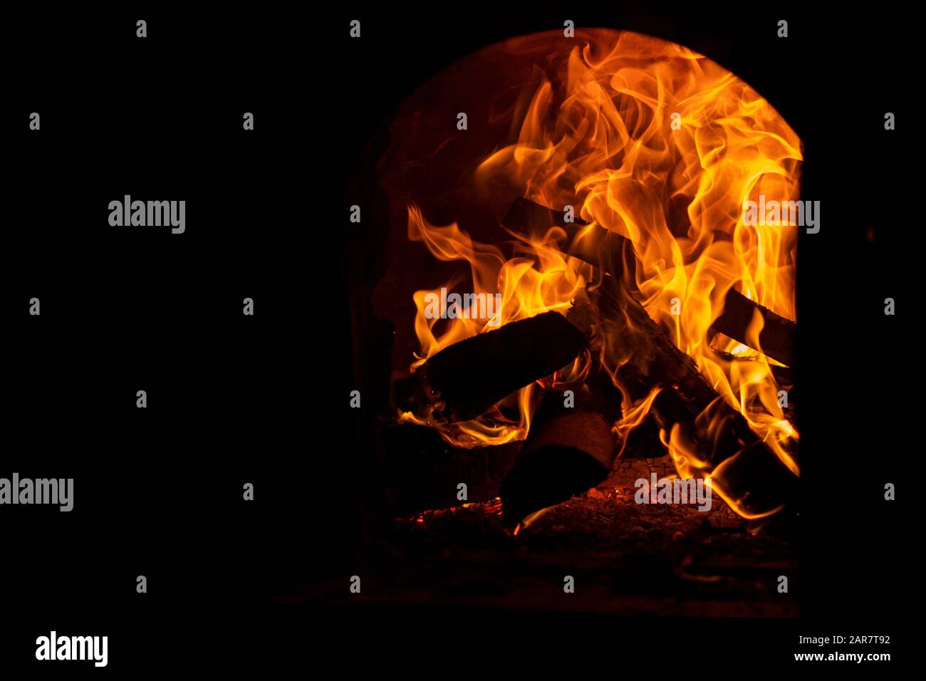 View of flame produced by a campfire Stock Photo Alamy