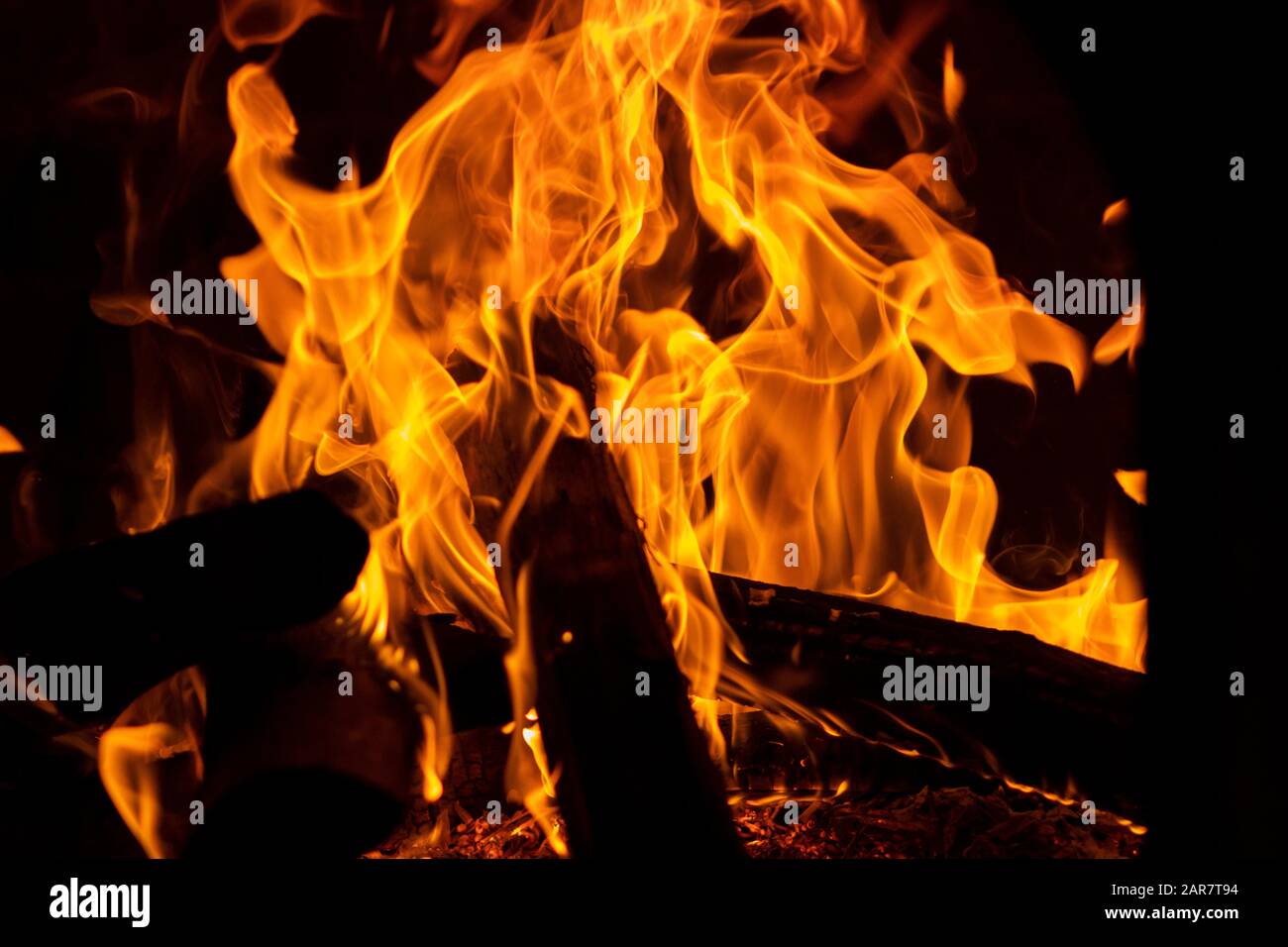 View of flame produced by a campfire Stock Photo Alamy