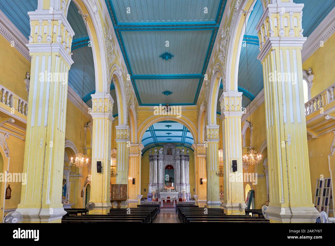 Interior view of the St. Augustine’s Church, first established by Spanish Augustinian priests in 1591. Macau, China. Stock Photo