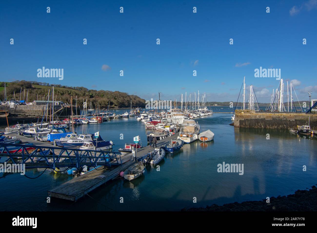 Boats at Mylor Yacht Harbour Stock Photo