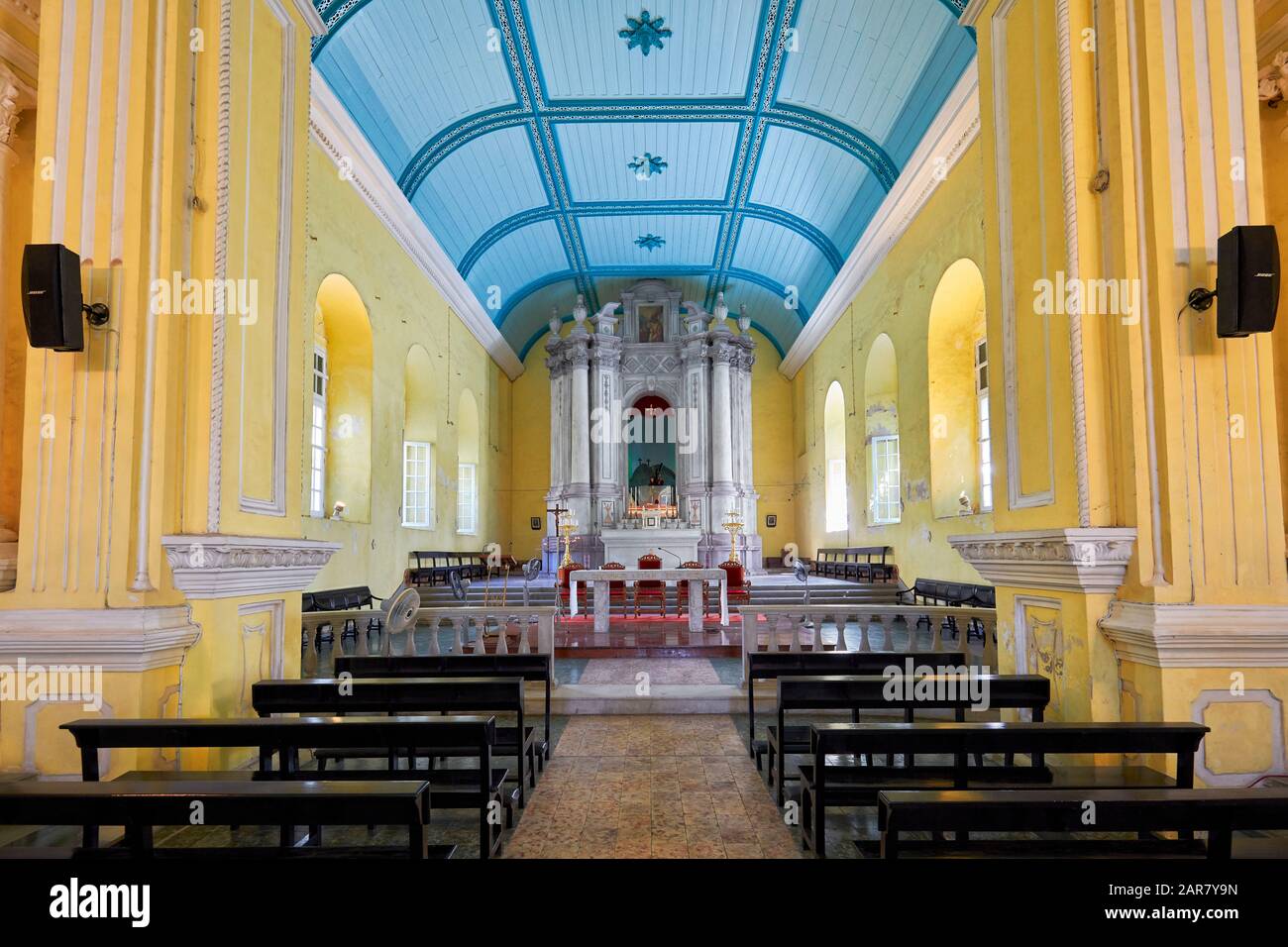 Interior view of the St. Augustine’s Church, first established by Spanish Augustinian priests in 1591. Macau, China. Stock Photo