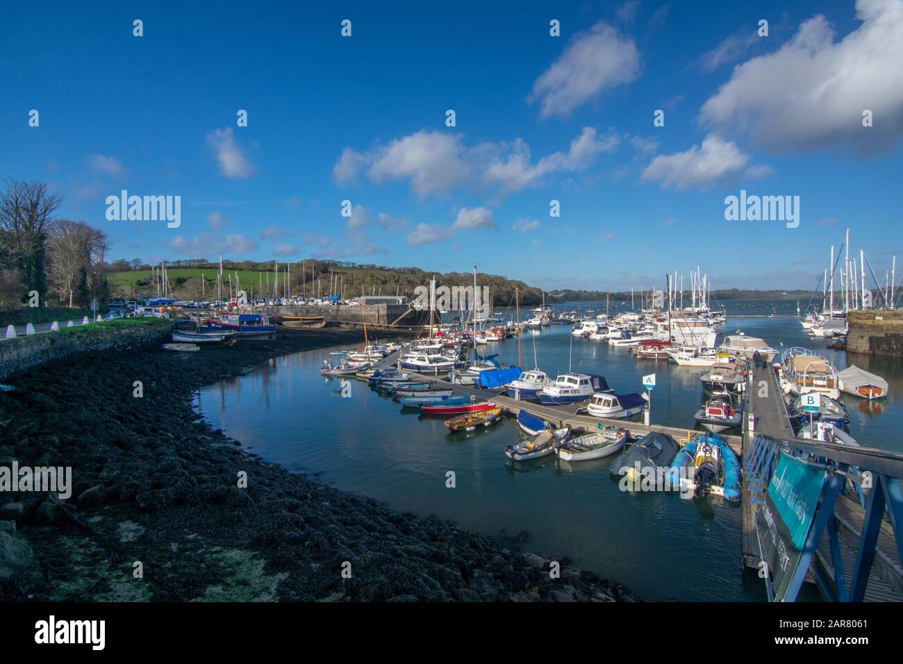 Boats at Mylor Yacht Harbour Stock Photo