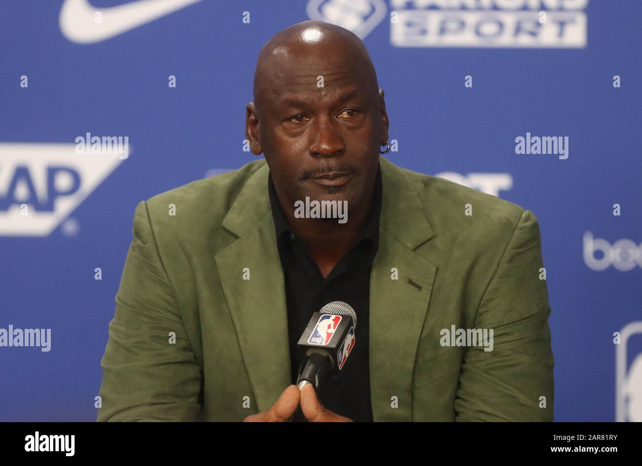 Michael Jordan during the NBA Paris Game 2020 basketball match between  Milwaukee Bucks and Charlotte Hornets on January 24, 2020 at AccorHotels  Arena in Paris, France - Photo Laurent Lairys / DPPI Stock Photo - Alamy