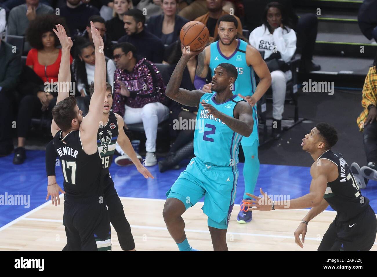 Terry Rozier of Charlotte Hornets during the NBA Paris Game 2020 basketball  match between Milwaukee Bucks
