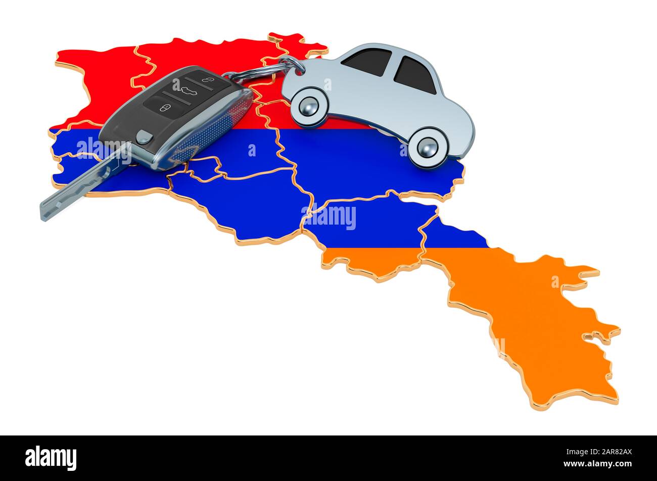 Sale or rent car in Armenia concept, 3D rendering isolated on white