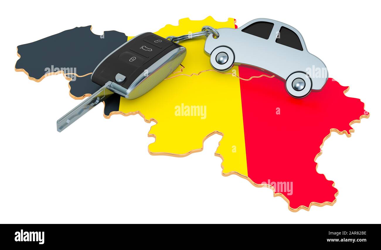 Sale or rent car in Belgium concept, 3D rendering isolated on white