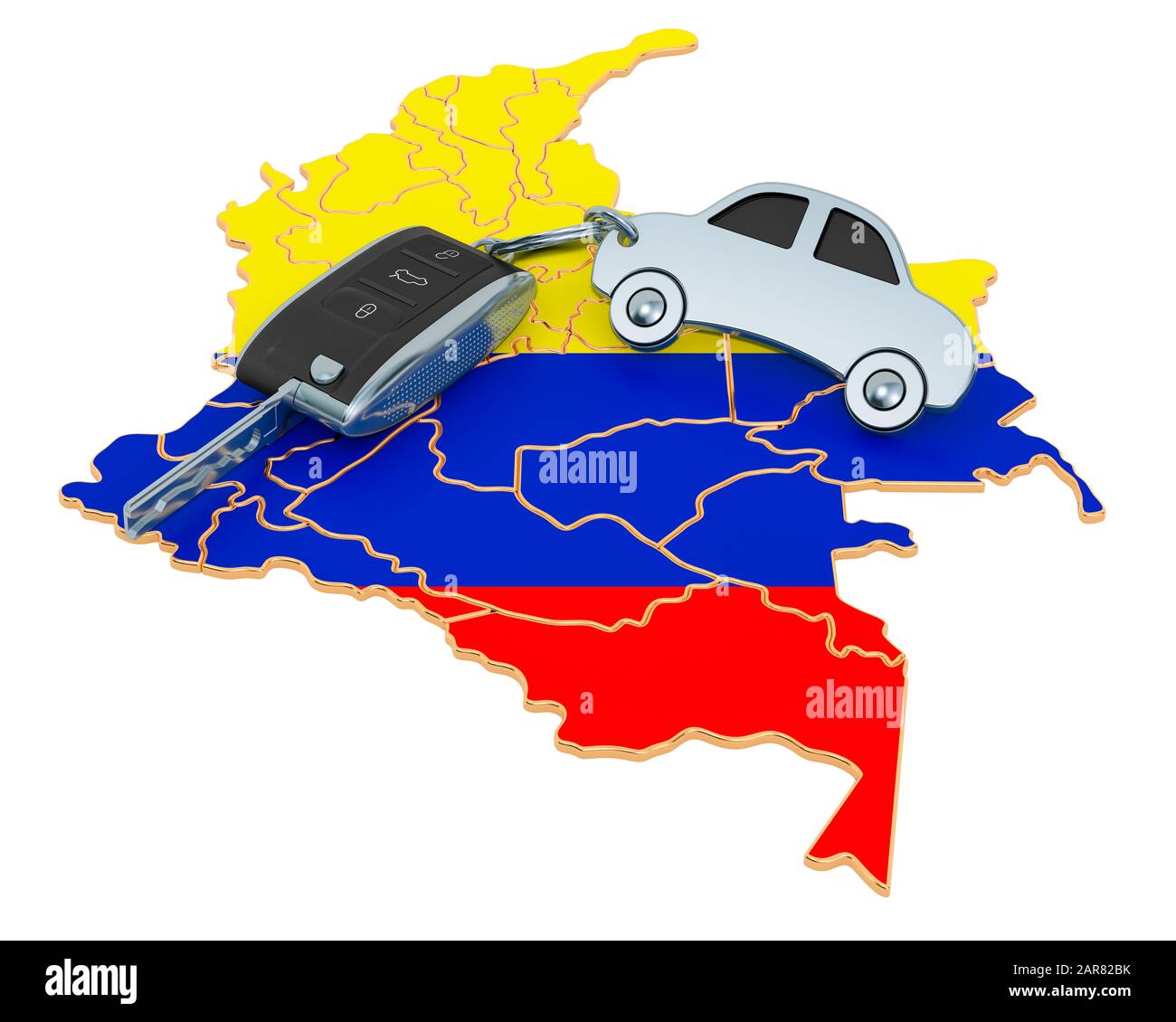 Sale or rent car in Columbia concept, 3D rendering isolated on white