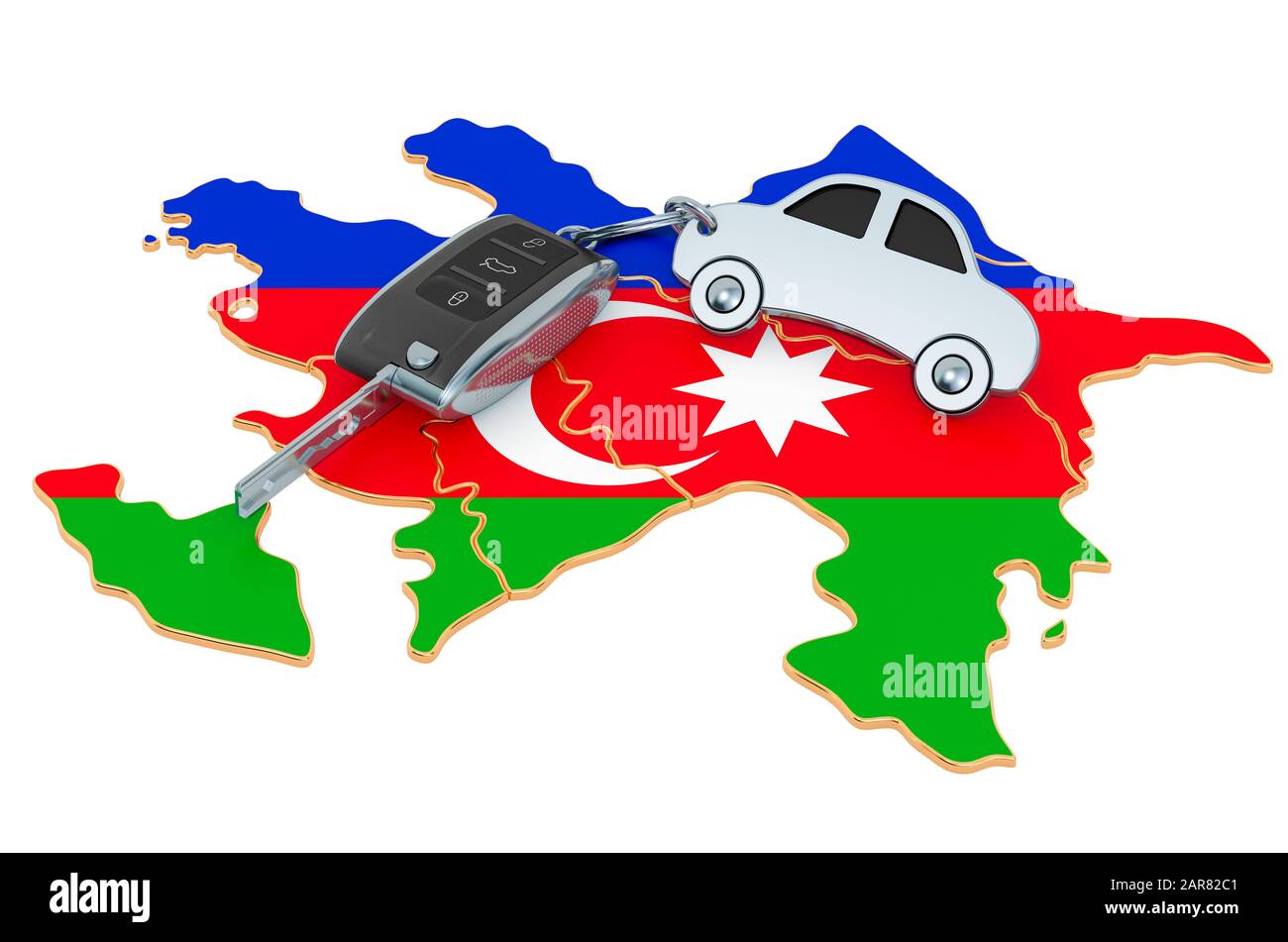 Sale or rent car in Azerbaijan concept, 3D rendering isolated on white background Stock Photo