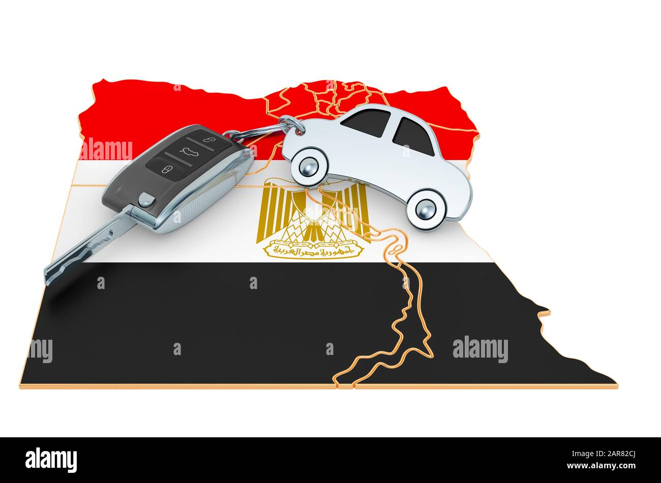 Sale or rent car in Egypt concept, 3D rendering isolated on white