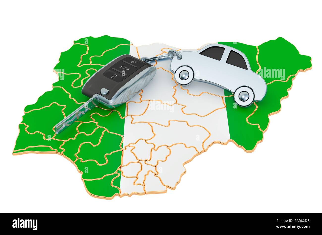 Sale or rent car in Nigeria concept, 3D rendering isolated on white