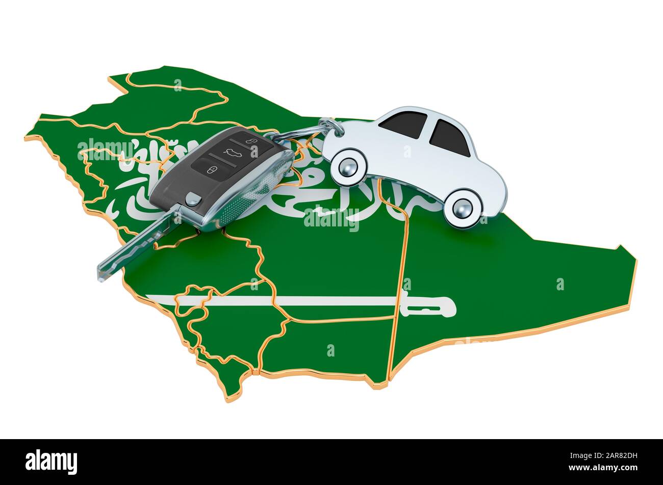 Sale or rent car in Saudi Arabia concept, 3D rendering isolated on