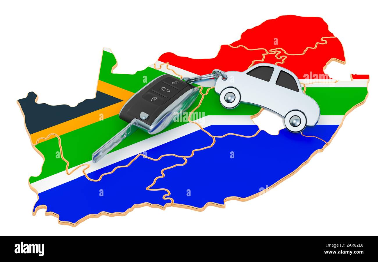 Sale or rent car in South Africa concept, 3D rendering isolated on