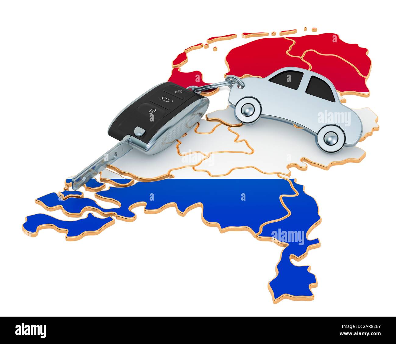 Sale or rent car in the Netherlands concept, 3D rendering isolated on