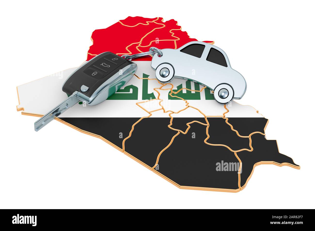 Sale or rent car in Iraq concept, 3D rendering isolated on white