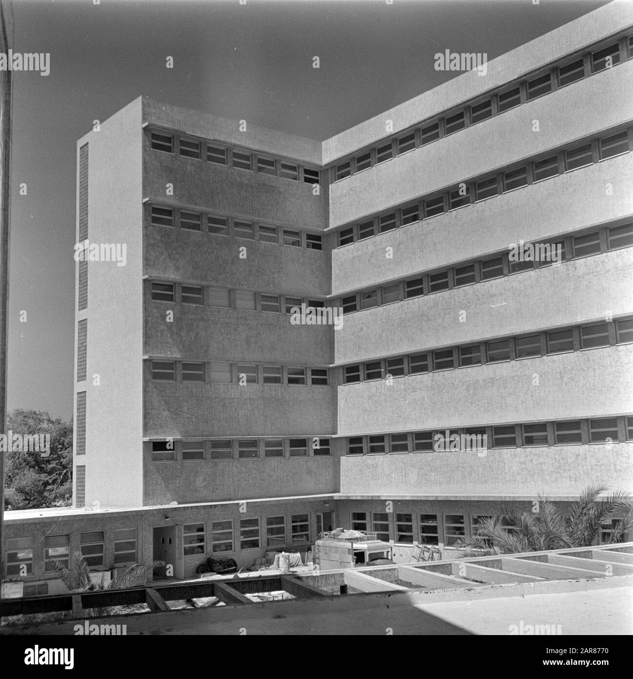 Israel 1948-1949: Haifa  Government Hospital Date: 1948 Location: Haifa, Israel Keywords: architecture, facades, healthcare, hospitals Stock Photo