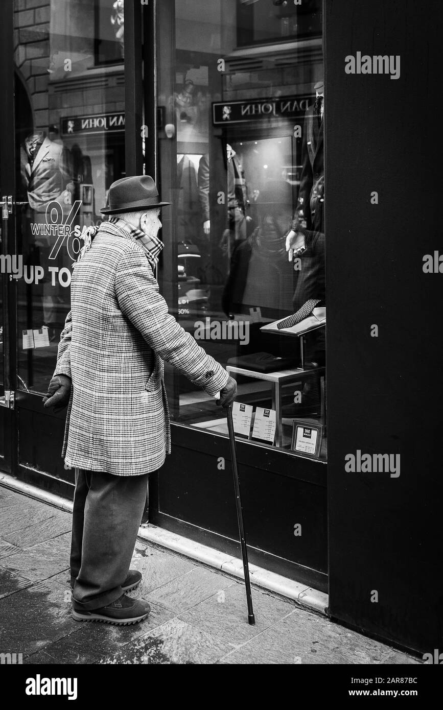 Elderly people walking house Black and White Stock Photos & Images - Alamy
