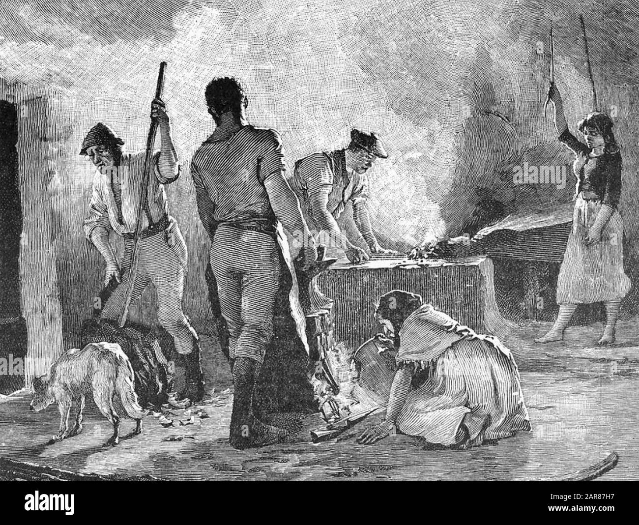 YOUNG IRELAND REBELLION OF 1848. Forging pikes. Stock Photo