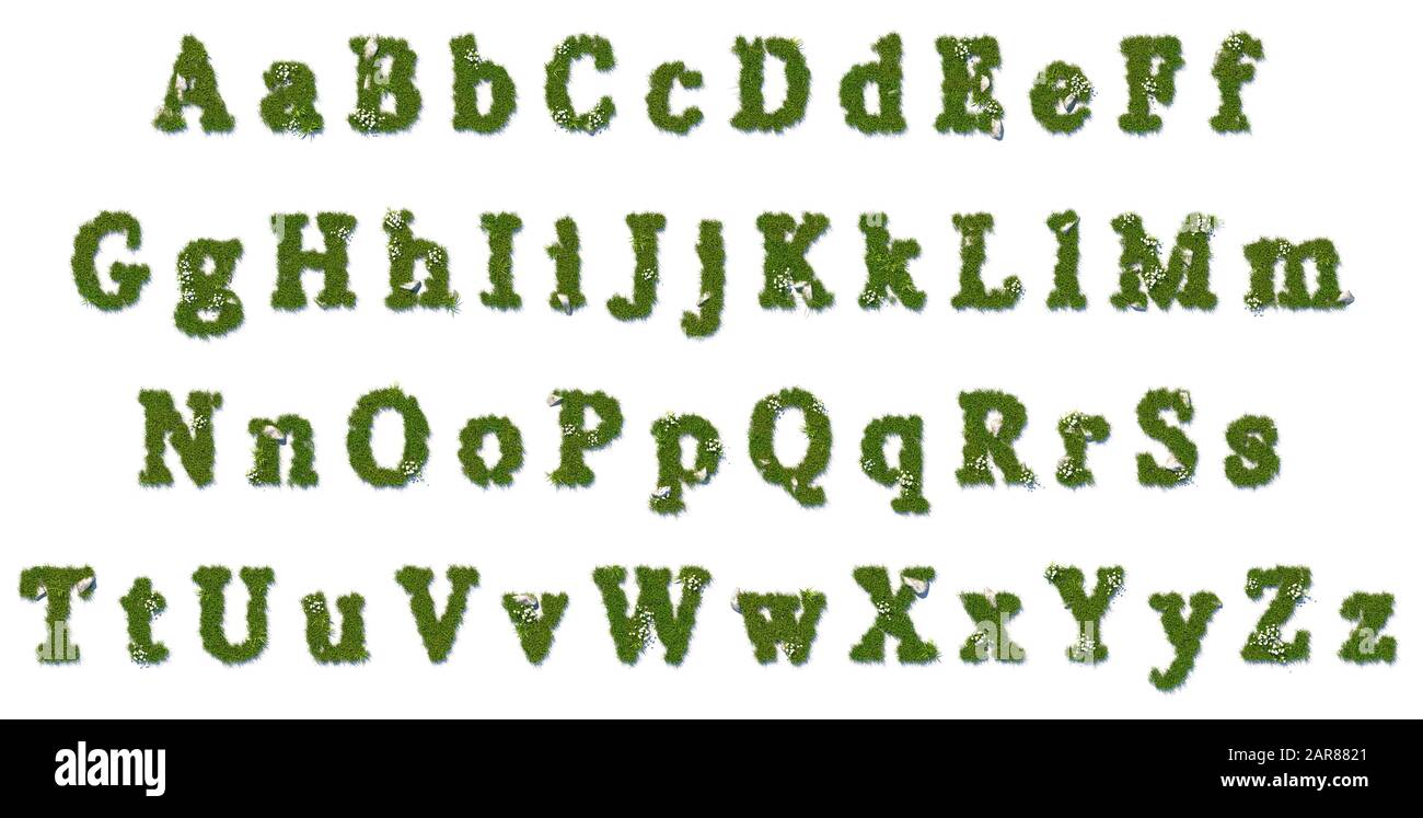English Alphabet Letters Made With Rendered Grass To Write Your Own Text Size 10000 Pixels Stock Photo Alamy