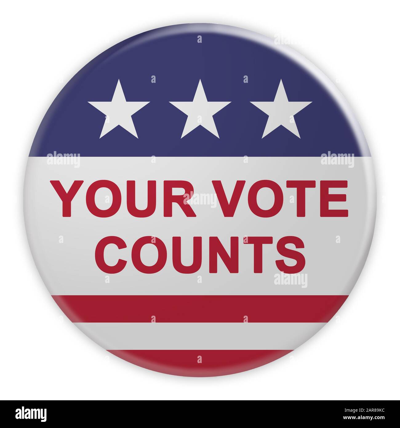 USA Politics Badge: Your Vote Counts Button With US Flag, 3d ...