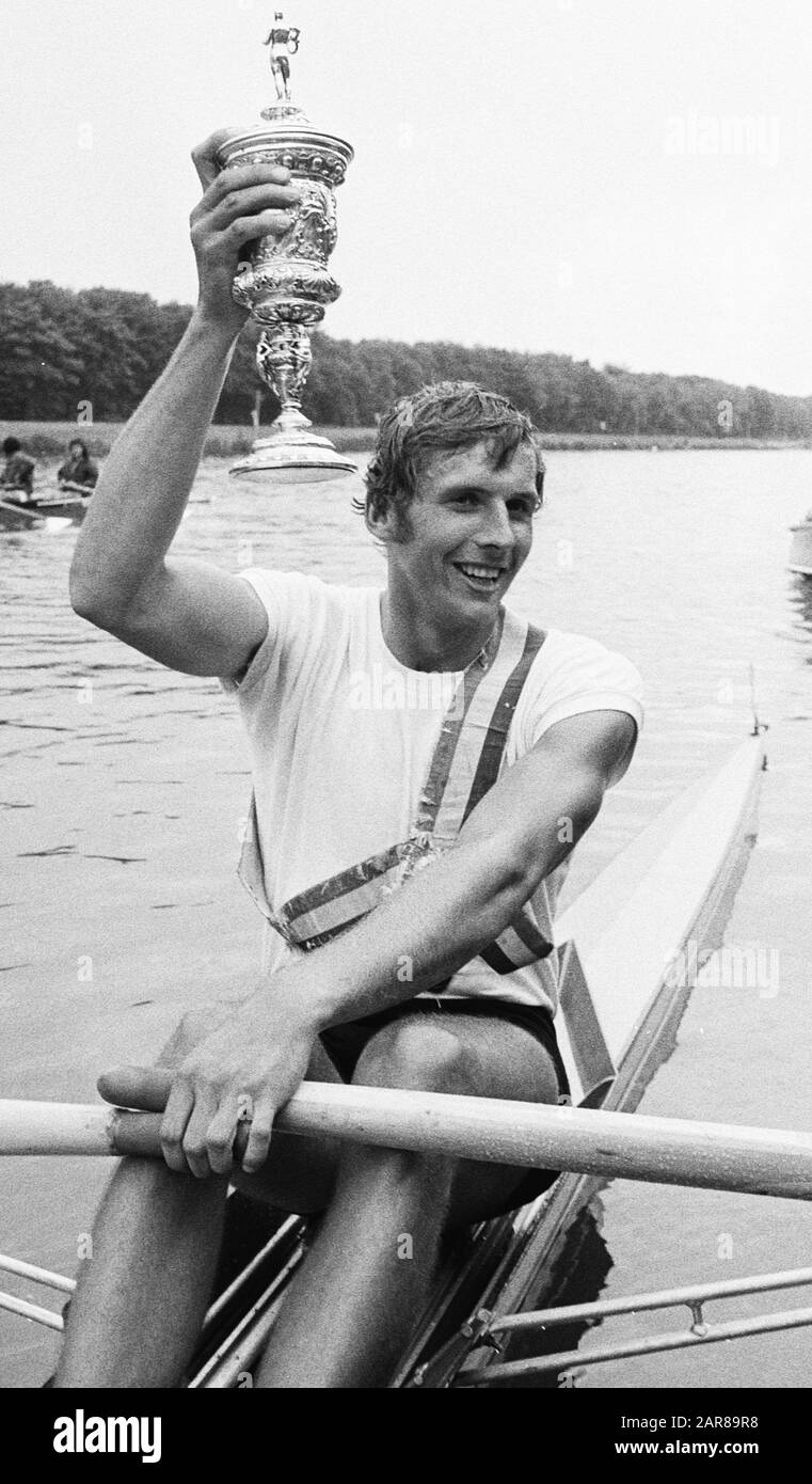 International Rowing competitions at the Bosbaan, Holland Cup 1979; winner R. Reiche, DDR National Mannschaft (East Germany); Stock Photo