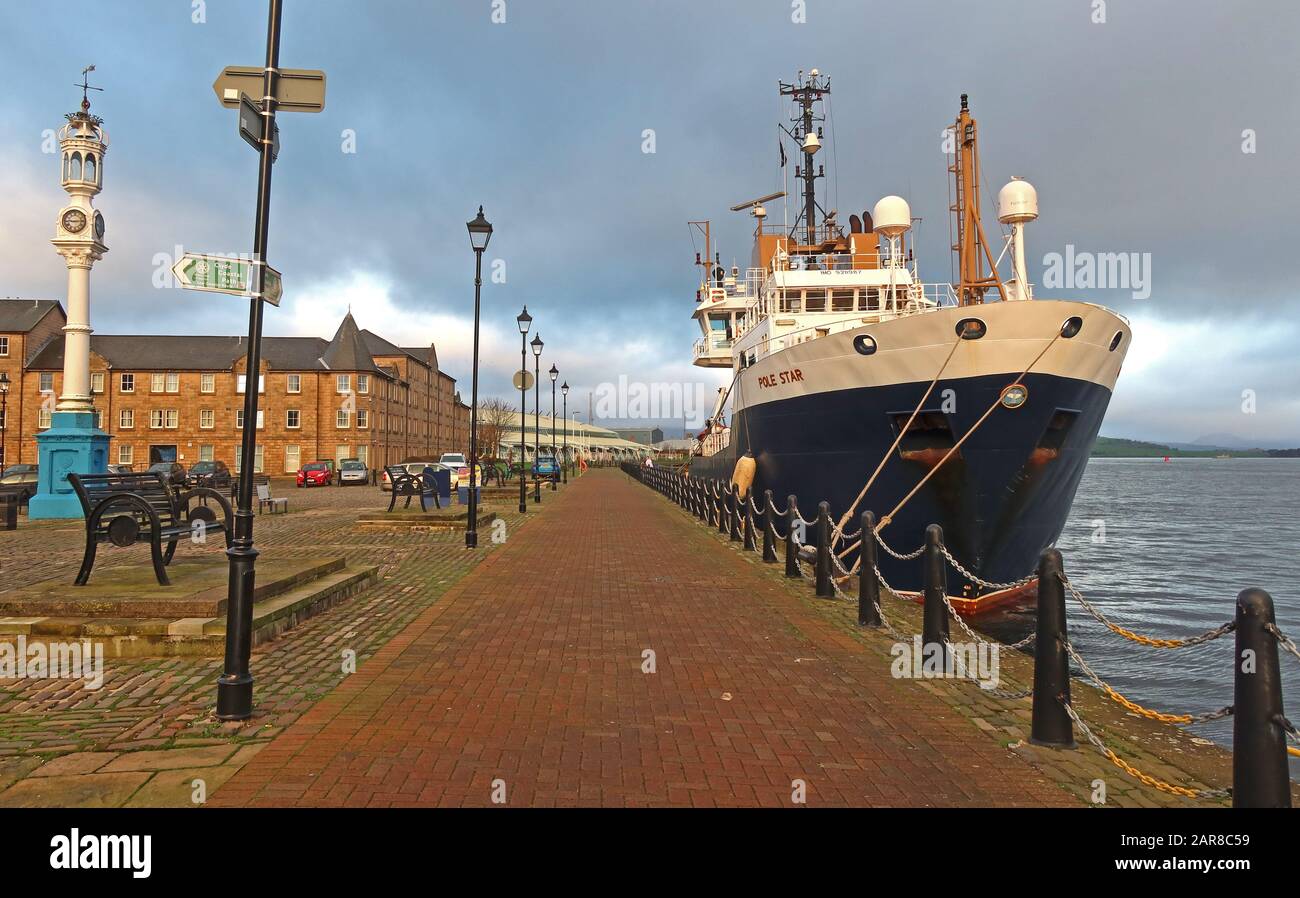 Pole Star Buoy-Lighthouse Vessel,at Custom House Quay, Greenock, Inverclyde, Renfrewshire, Scotland, UK, PA15 1EQ Stock Photo