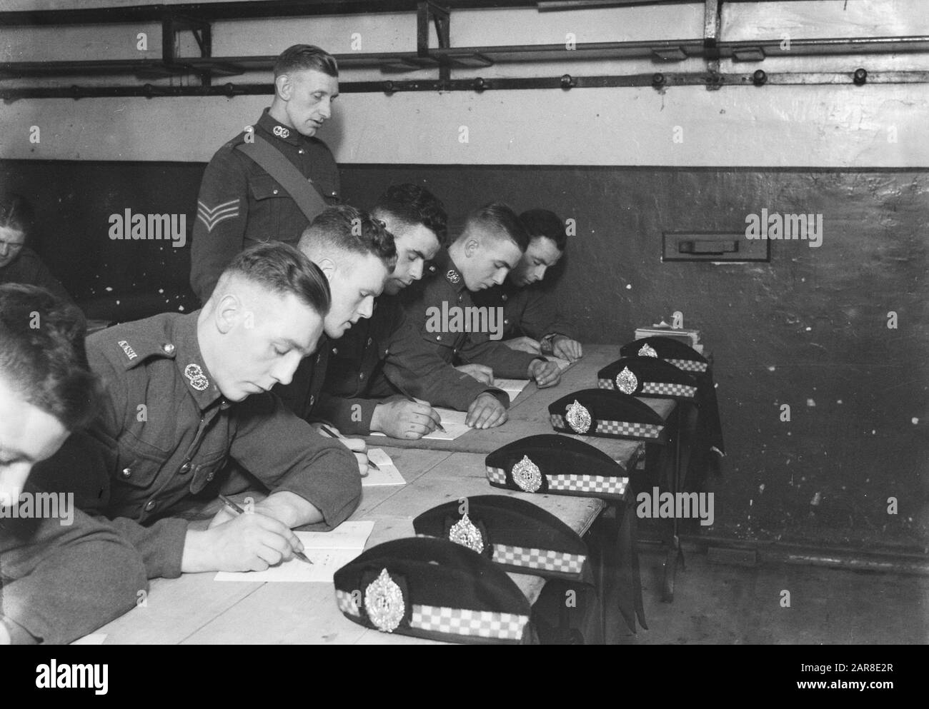 Scotland - Barracks Edinburgh Castle  Soldiers at work in a classroom Date: August 1934 Location: Edinburgh, Great Britain, Scotland Keywords: military Stock Photo