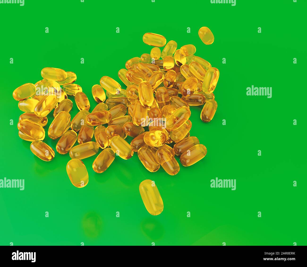 Fish Oil Capsules for health. Omega3 and vitamin capsules isolated on